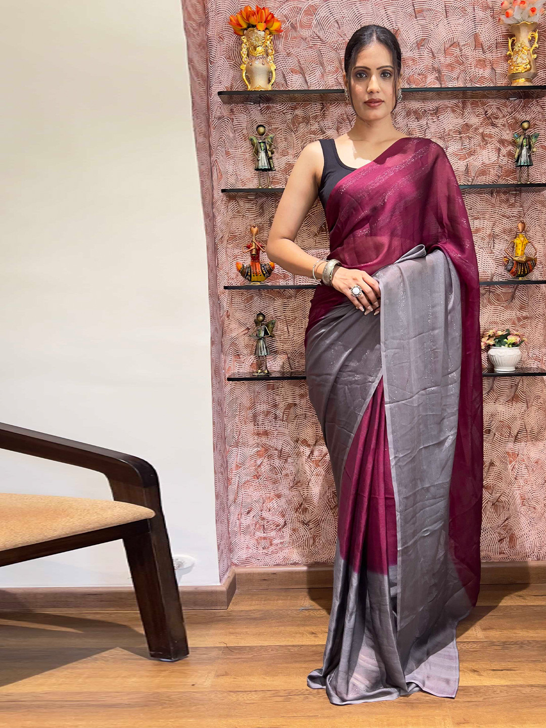 

Mitera Pink Ombre Ready to Wear Saree