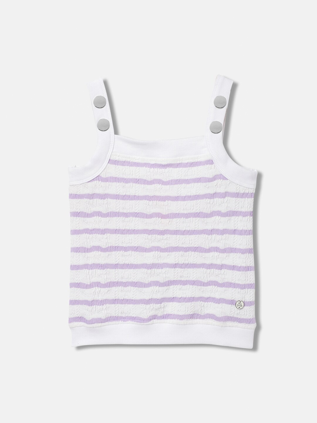 

Blue Giraffe Girls Printed Square Neck Sleeveless T-Shirt, White