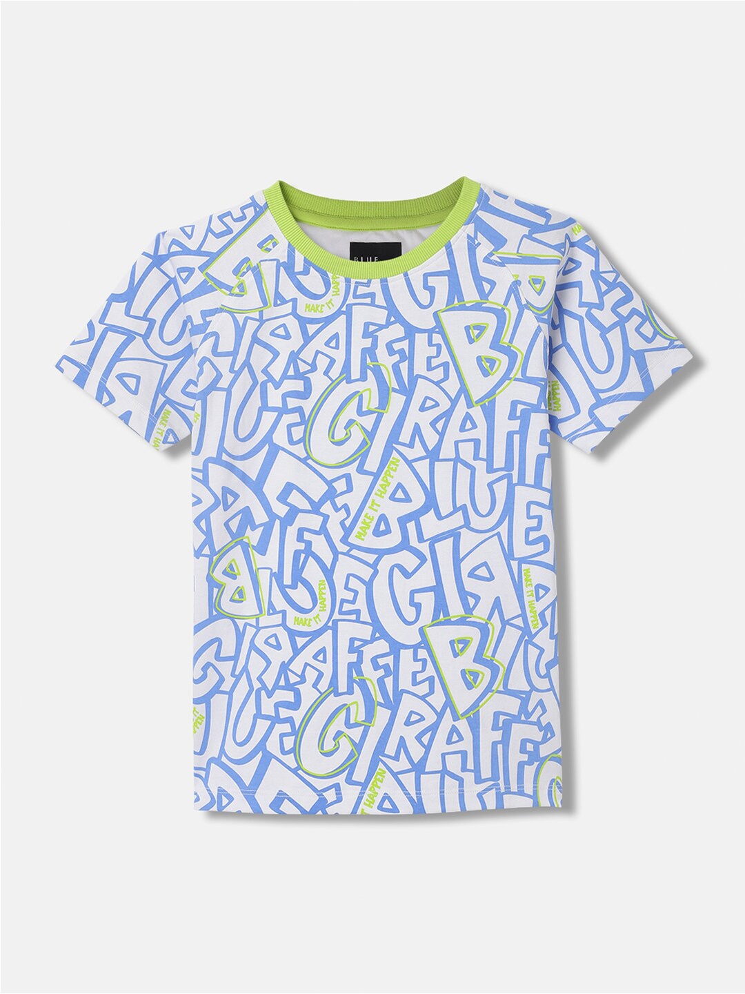 

Blue Giraffe Boys Typography Printed Cotton Round Neck Short Sleeves T-Shirt, White