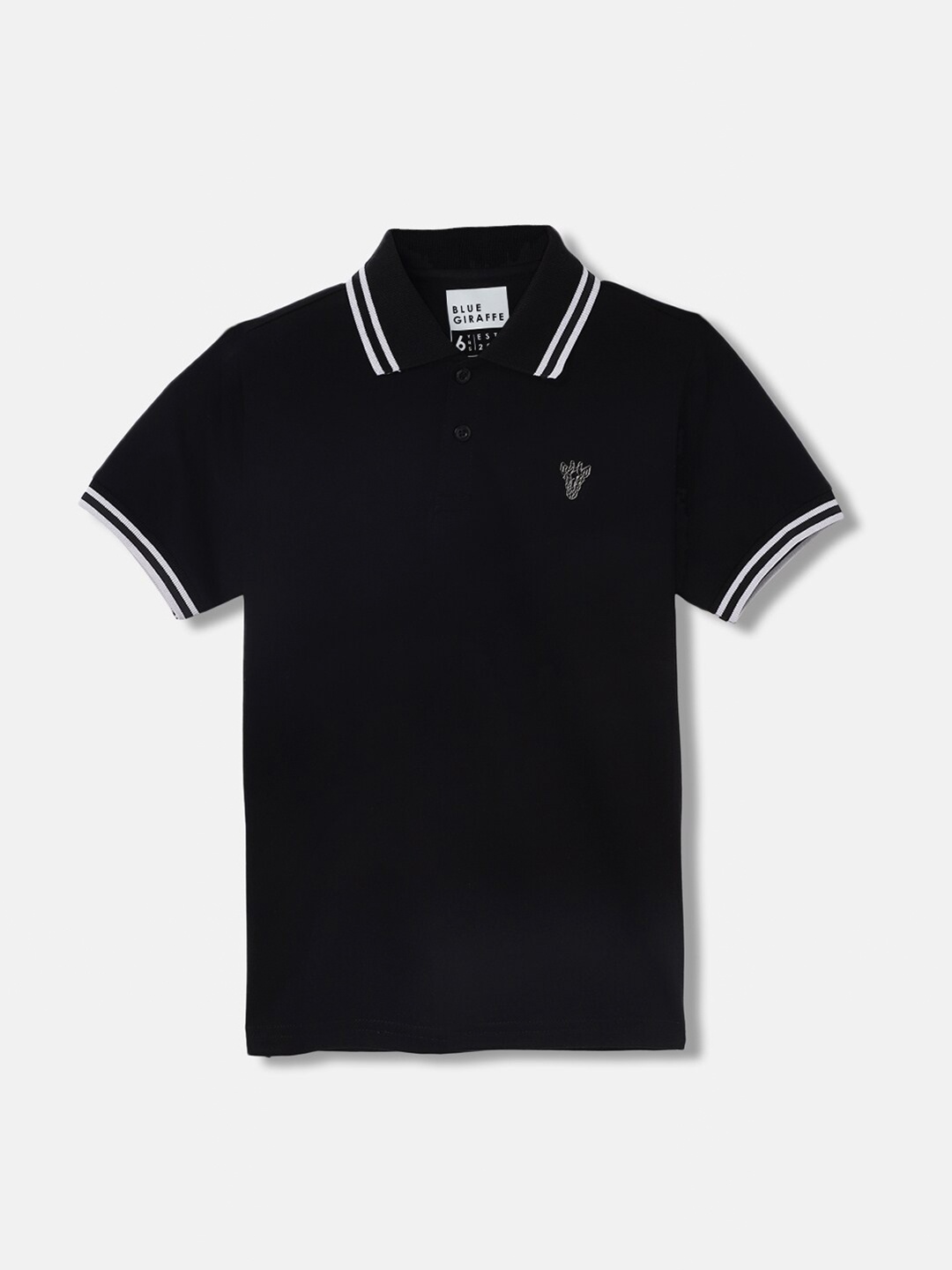 

Blue Giraffe Boys Polo Collar Short Sleeves T-Shirt, Black
