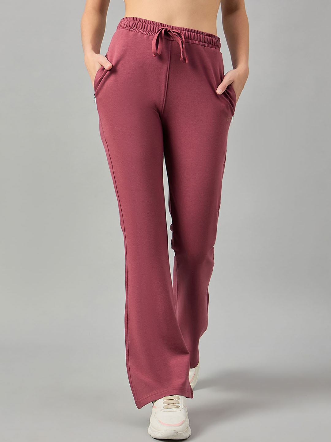 

FEMEA Women Bootcut Mid Rise Track Pants, Mauve