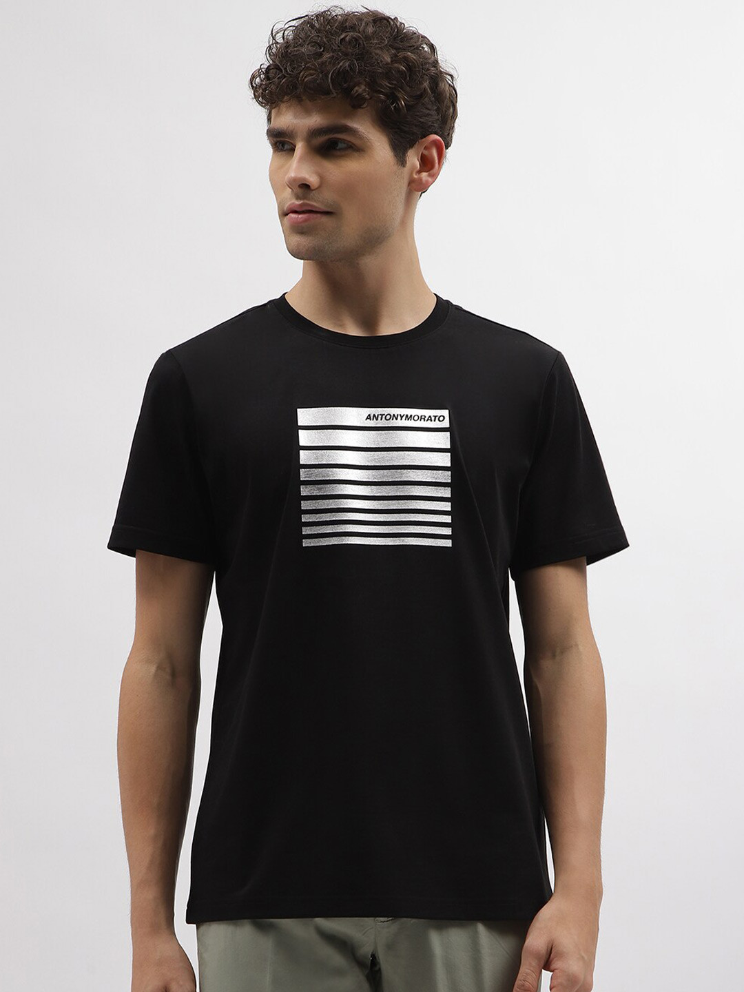 

Antony Morato Geometric Printed Pure Cotton T-shirt, Black