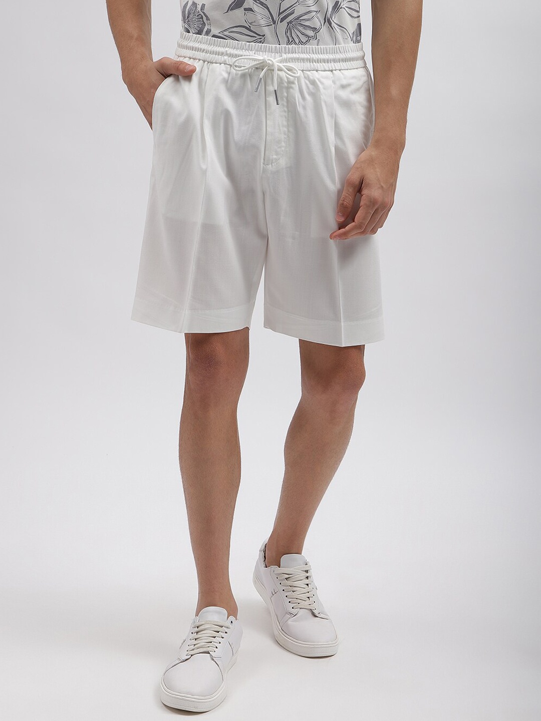 Antony Morato Men Slim Fit Tencel Shorts, Off white