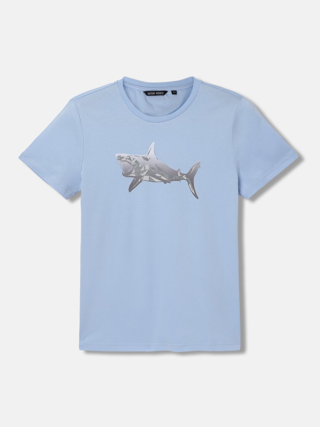 Antony Morato Boys Graphic Printed Pure Cotton T-shirt, Blue