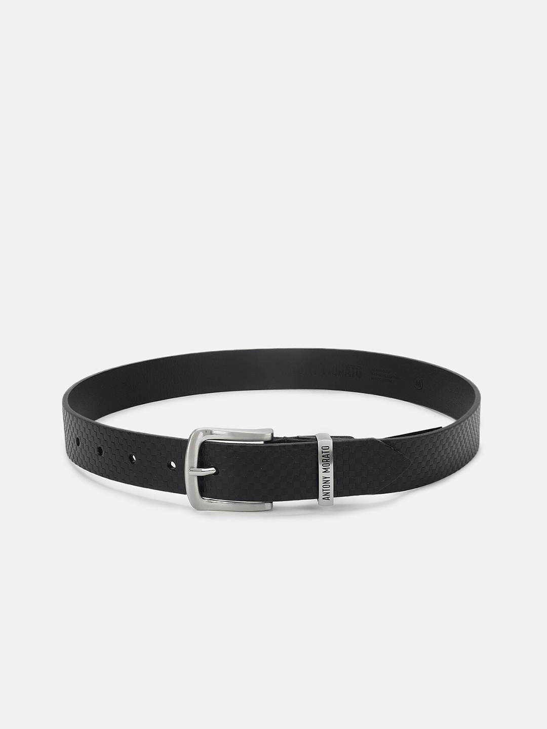 

Antony Morato Boys Checked Leather Belt, Black