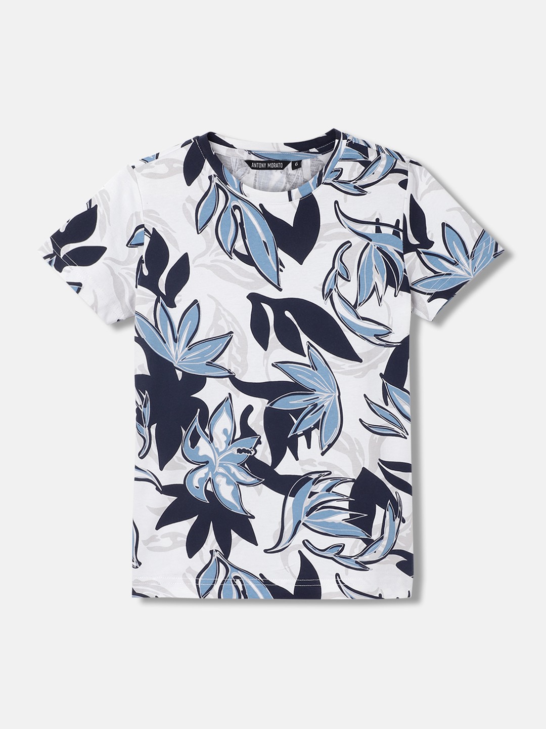 

Antony Morato Boys Floral Printed Round Neck Pure Cotton T-shirt, White