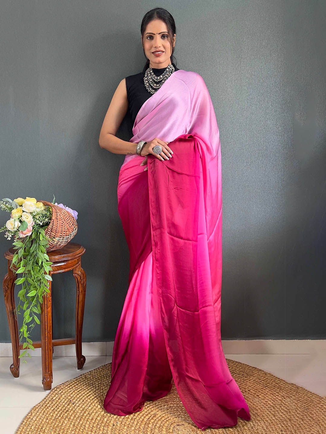 

Mitera Pink & Lavender Ombre Dyed Ready to Wear Saree