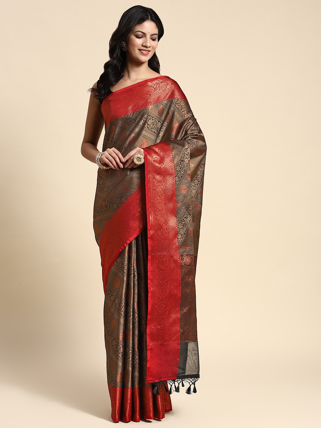 

Sayisha Ethnic Motifs Zari Pure Silk Saree, Multi
