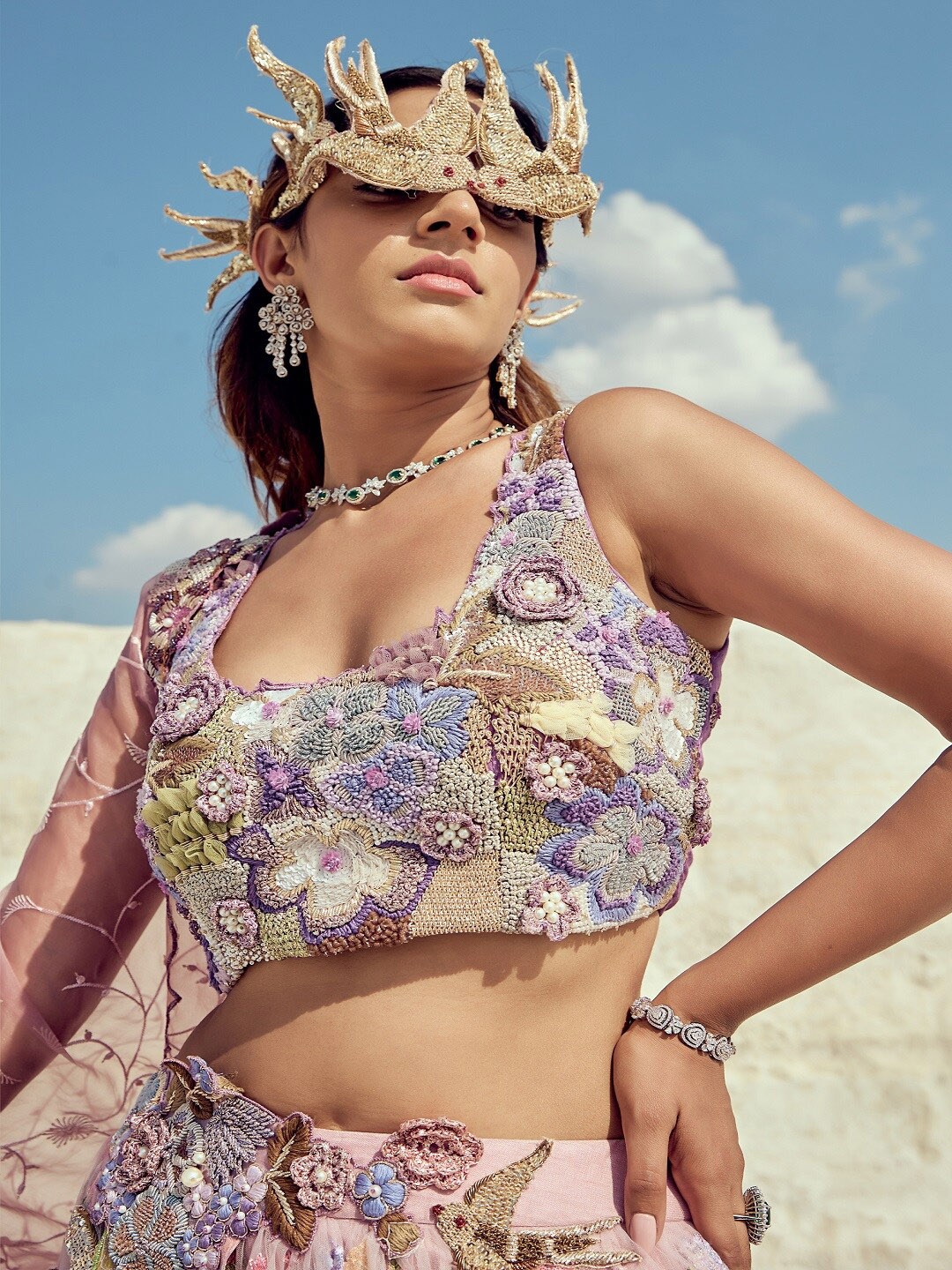 

Nikita Vishakha Printed Ready to Wear Lehenga & Blouse With Dupatta, Violet