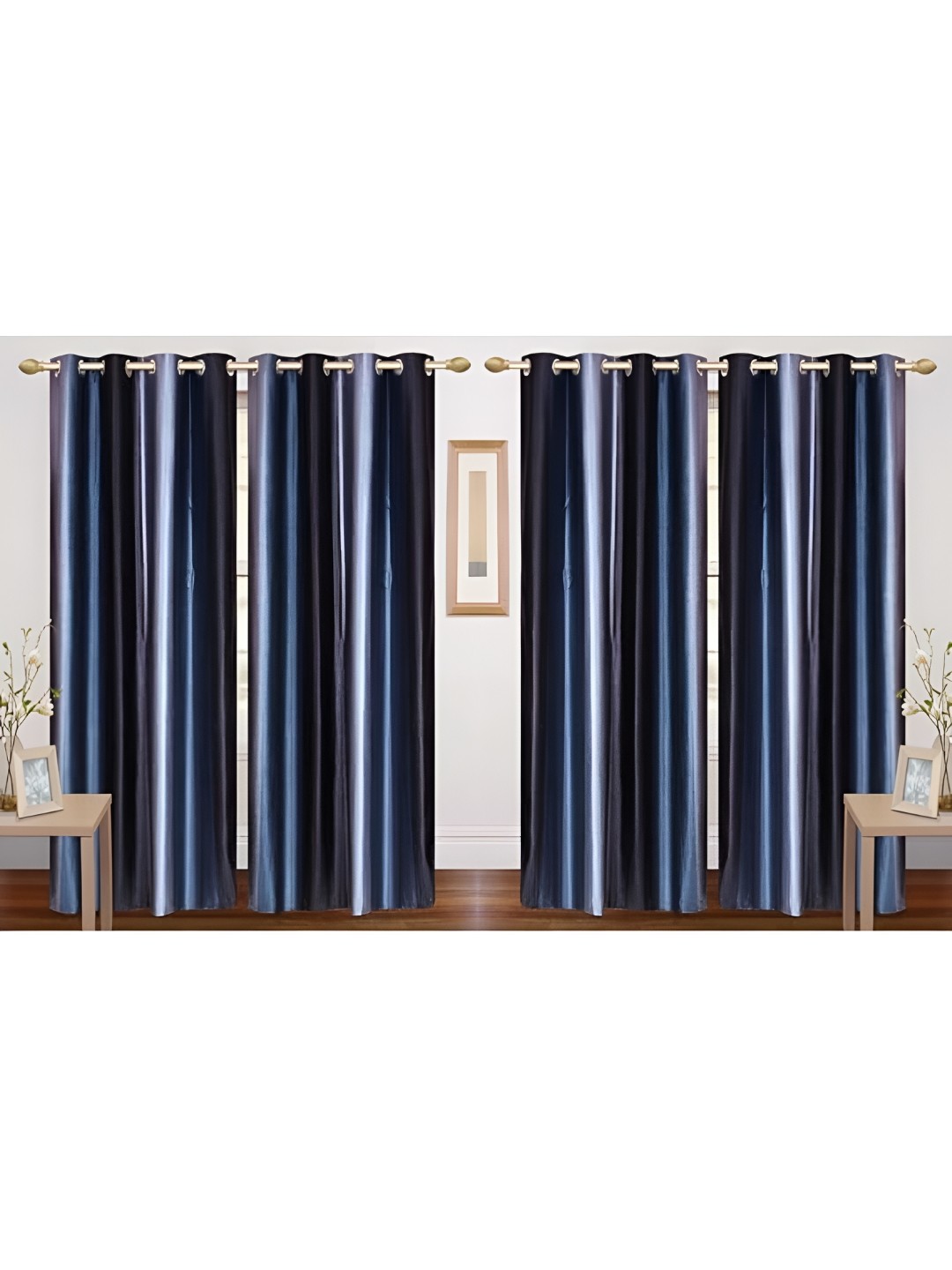 

Shopgallery Grey & Green 4 Pieces Colourblocked Room Darkening Door Curtains
