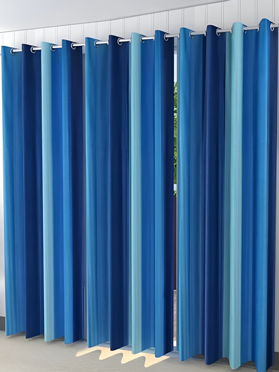 

Shopgallery Blue Set of 3 Room Darkening Long Door Curtain