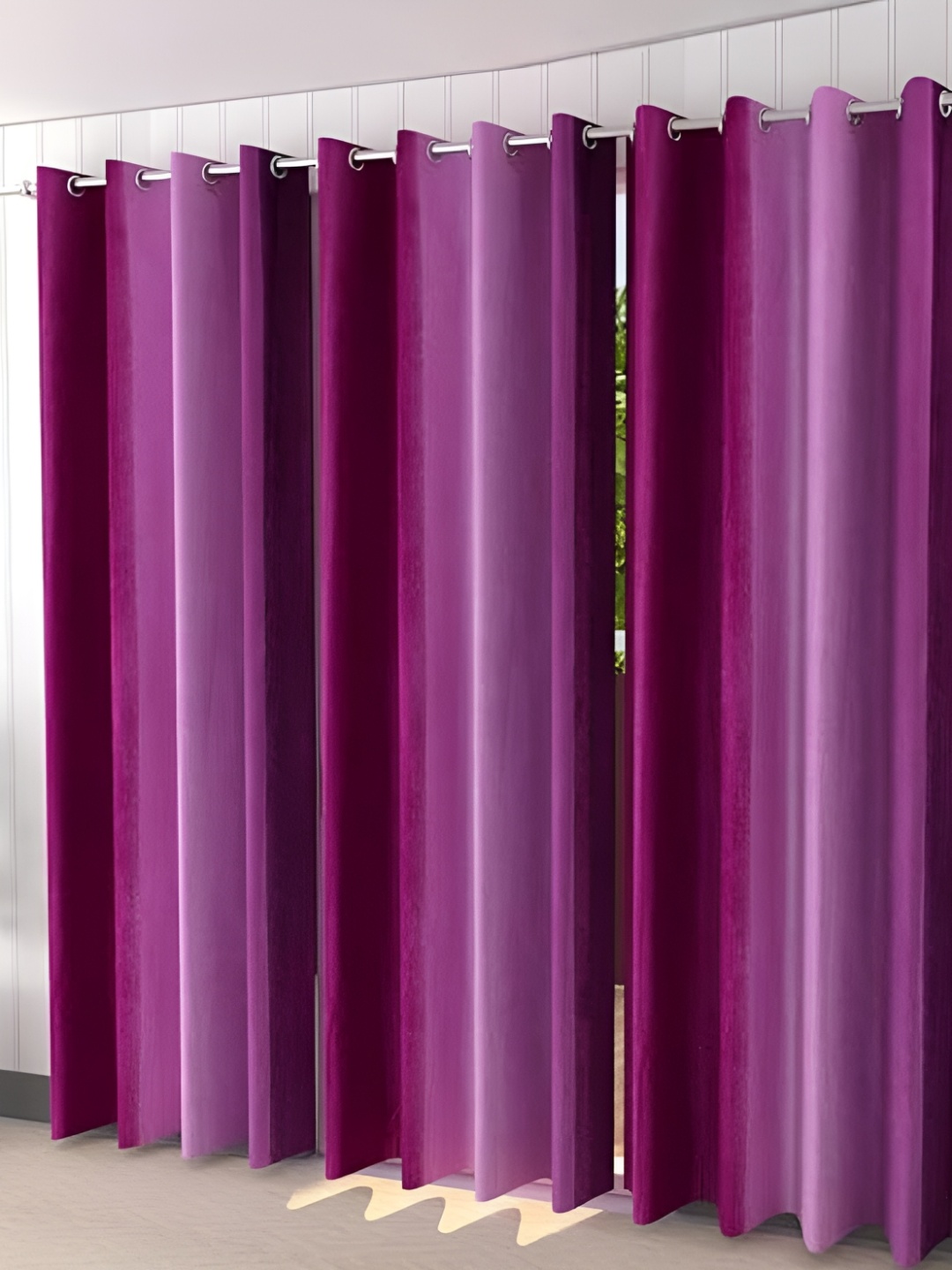 

Shopgallery Purple Set of 3 Room Darkening Long Door Curtain