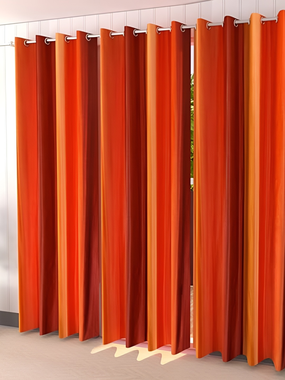 

Shopgallery Orange Set of 3 Room Darkening Long Door Curtain