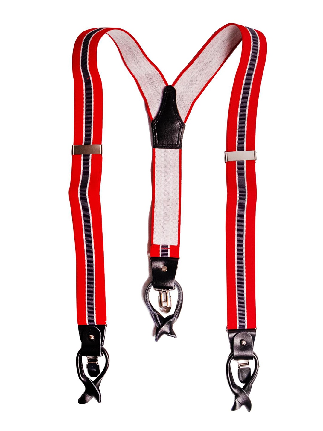 

CHOKORE Men Striped Stretchy Y-Shaped Formal Suspenders, Red