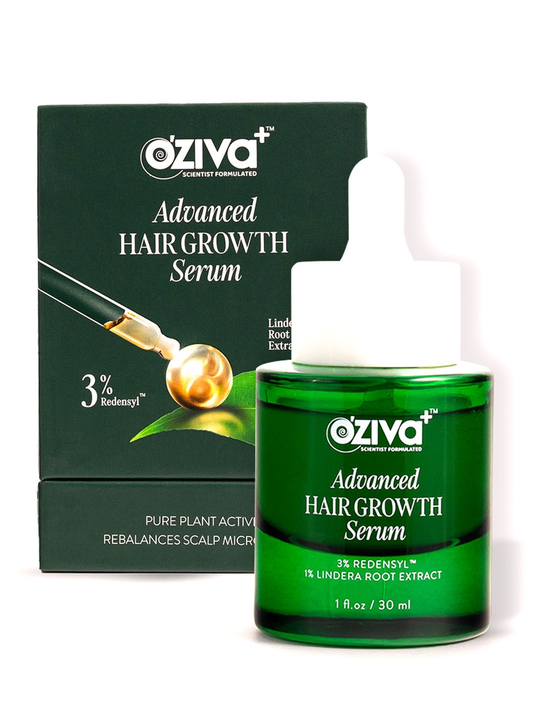 

OZiva Advanced Hair Growth Serum With 3% Redensyl & 1% Lindera Root Extract - 30ml, Green