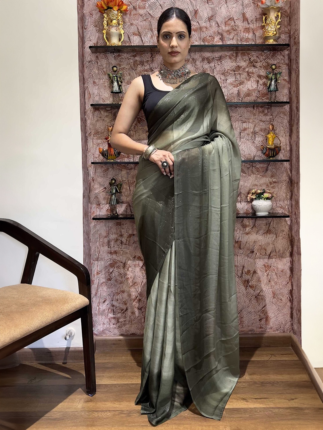 

Mitera Ombre Ready to Wear Saree, Green