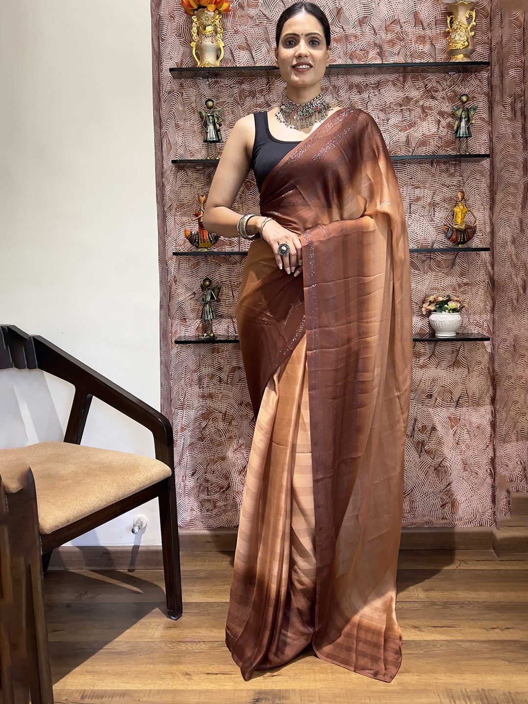 

Mitera Ombre Ready to Wear Saree, Brown
