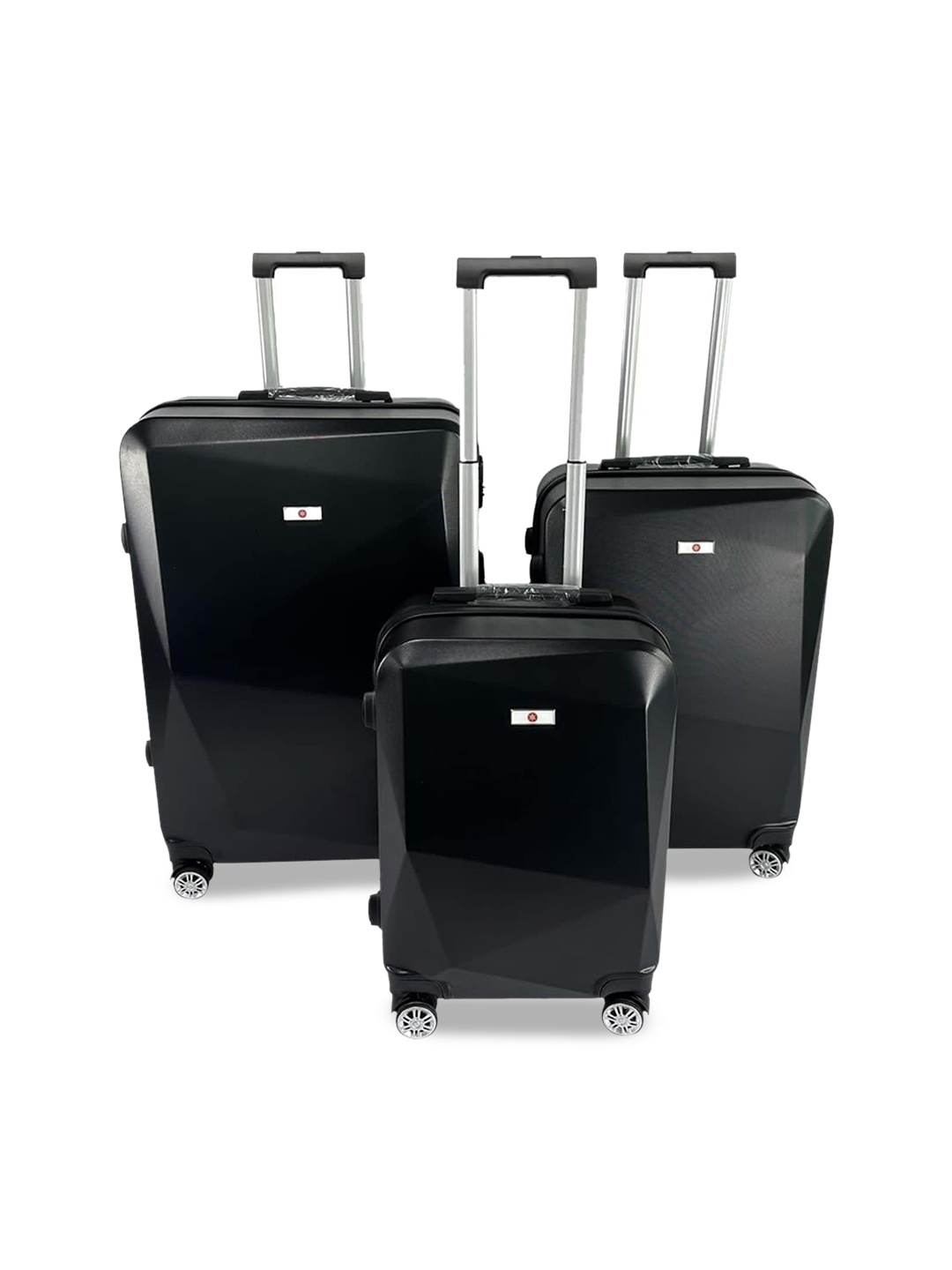 

USHA SHRIRAM Set Of 3 Hard Sided Trolley Bags, Black