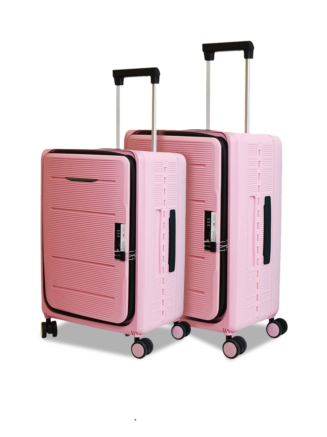 

USHA SHRIRAM Set Of 2 Textured Hard Sided Trolley Bags, Pink