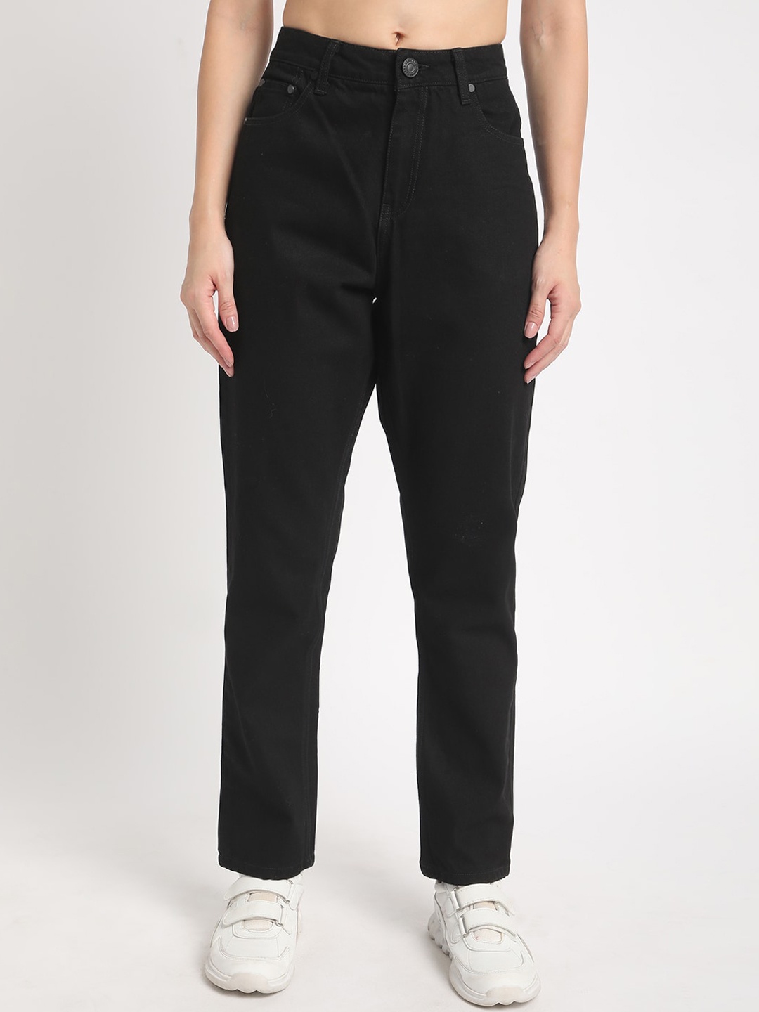 

Bene Kleed Women Clean Look Mid Rise Regular Fit Cotton Jeans, Black