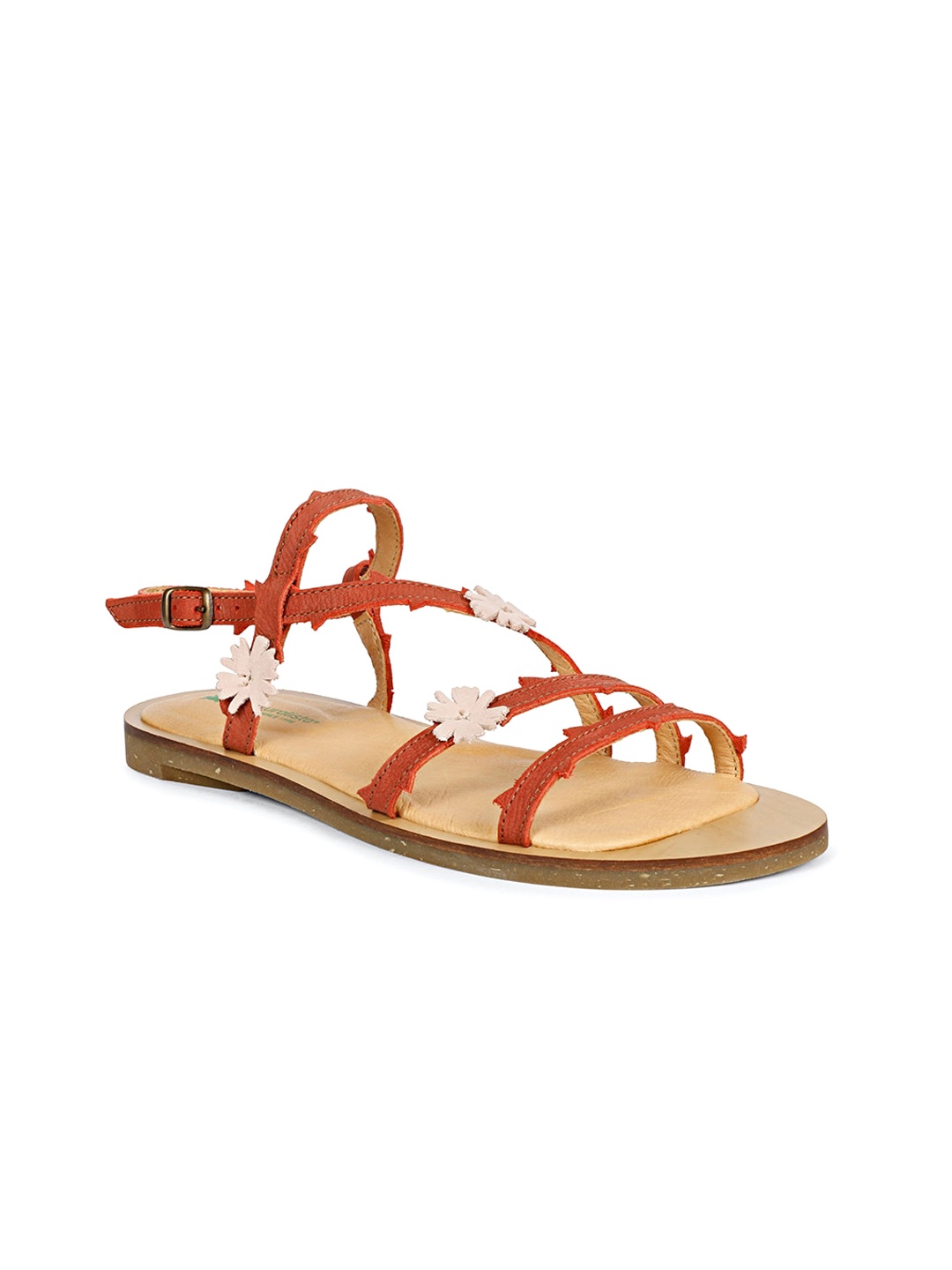 

El Naturalista Leather Open Toe Flats, Red