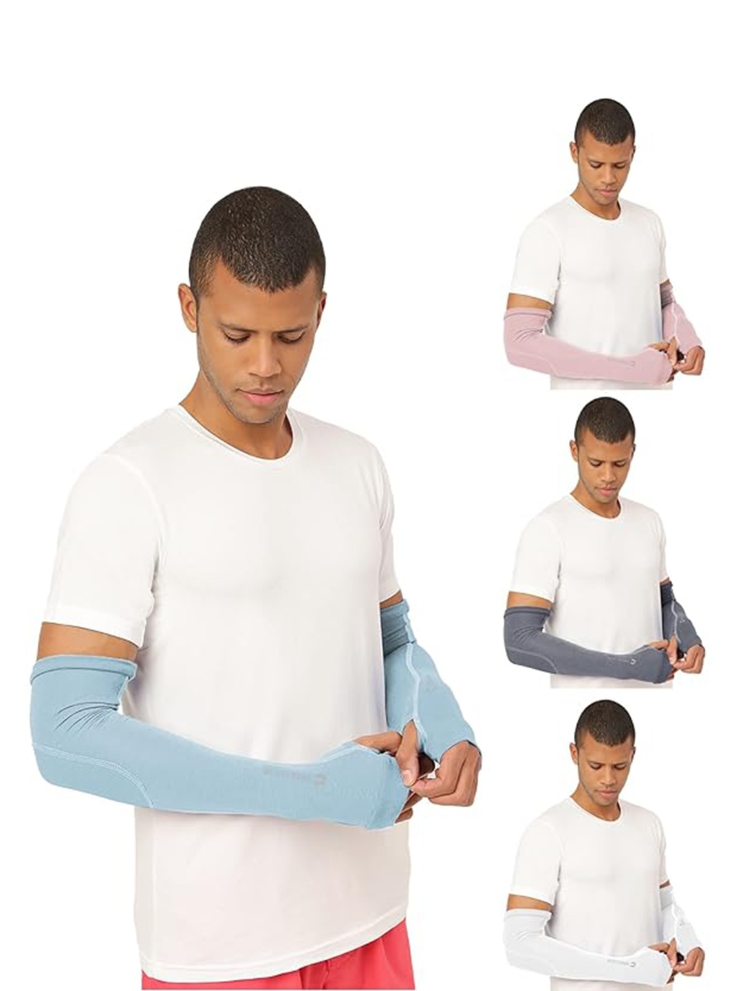 

FREECULTR Unisex Set Of 4 Breathable Bamboo Cotton Antibacterial Arm Sleeves, Blue
