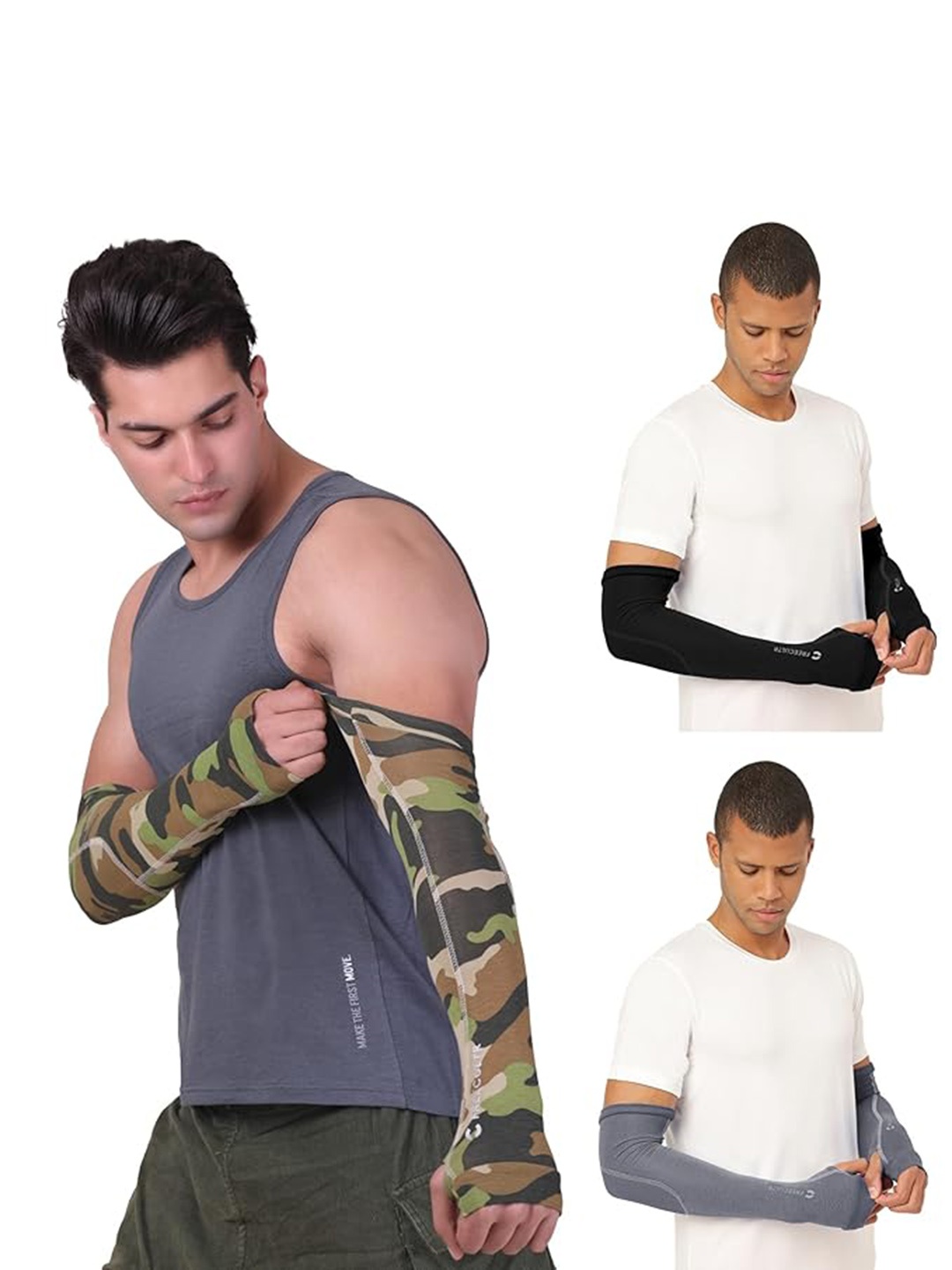 

FREECULTR Unisex Set Of 3 Breathable Bamboo Cotton Antibacterial Arm Sleeves, Olive