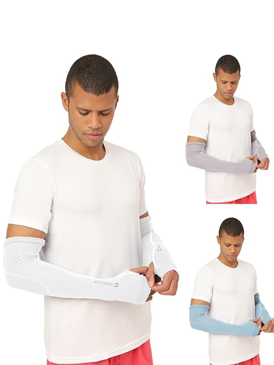 

FREECULTR Pack of 3 Bamboo Cotton Antibacterial Fingerless Gloves, Off white