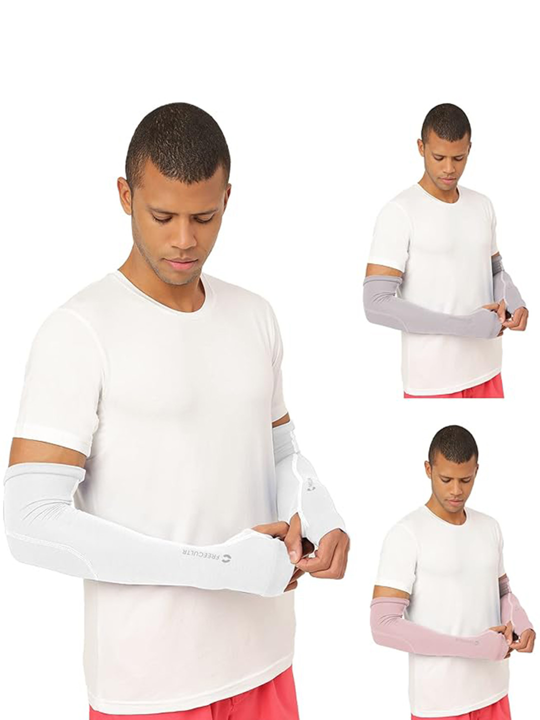 

FREECULTR Unisex Set Of 3 Breathable Bamboo Cotton Antibacterial Arm Sleeves, Pink