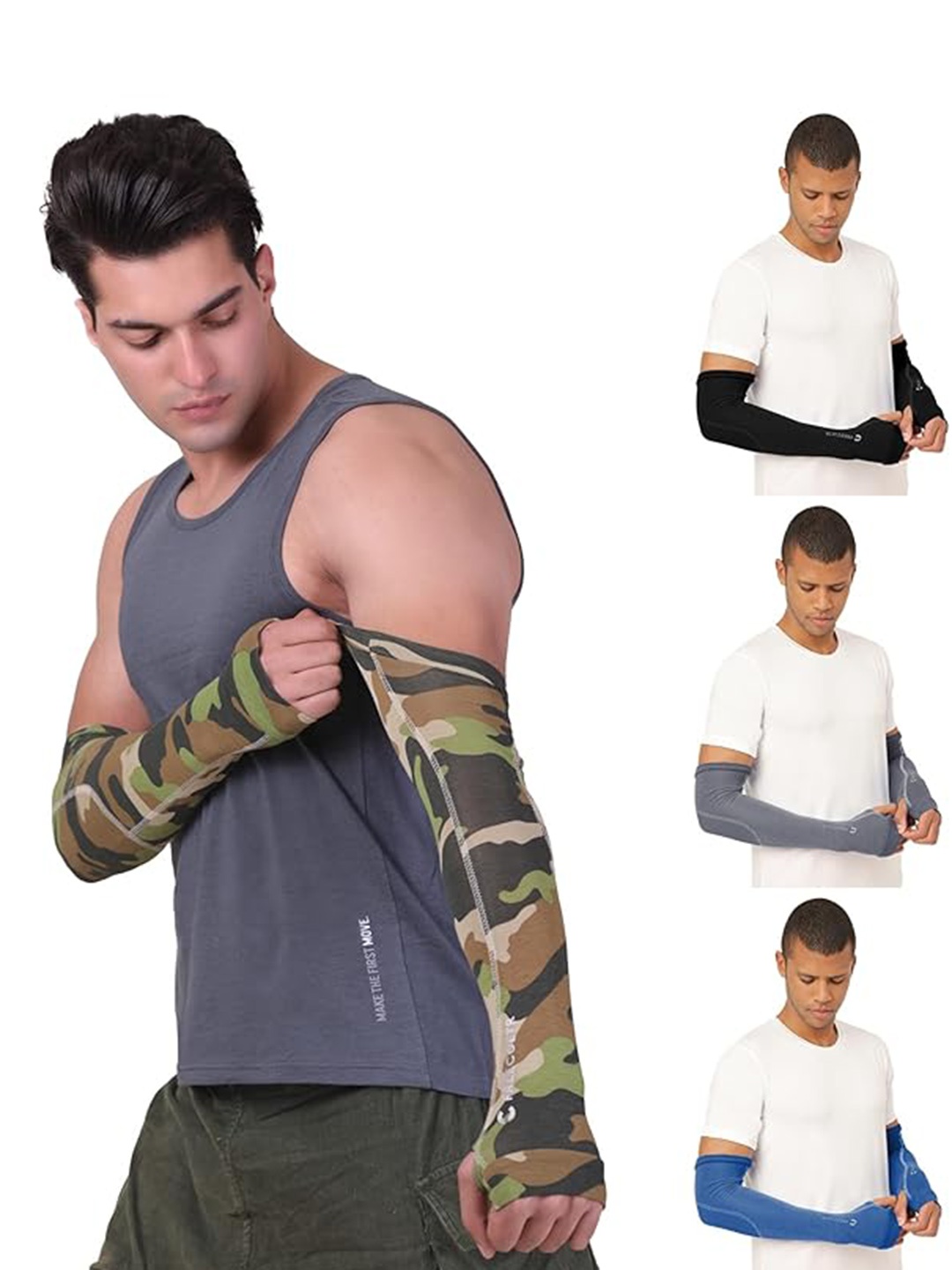 

FREECULTR Unisex Set Of 4 Breathable Bamboo Cotton Antibacterial Arm Sleeves, Grey