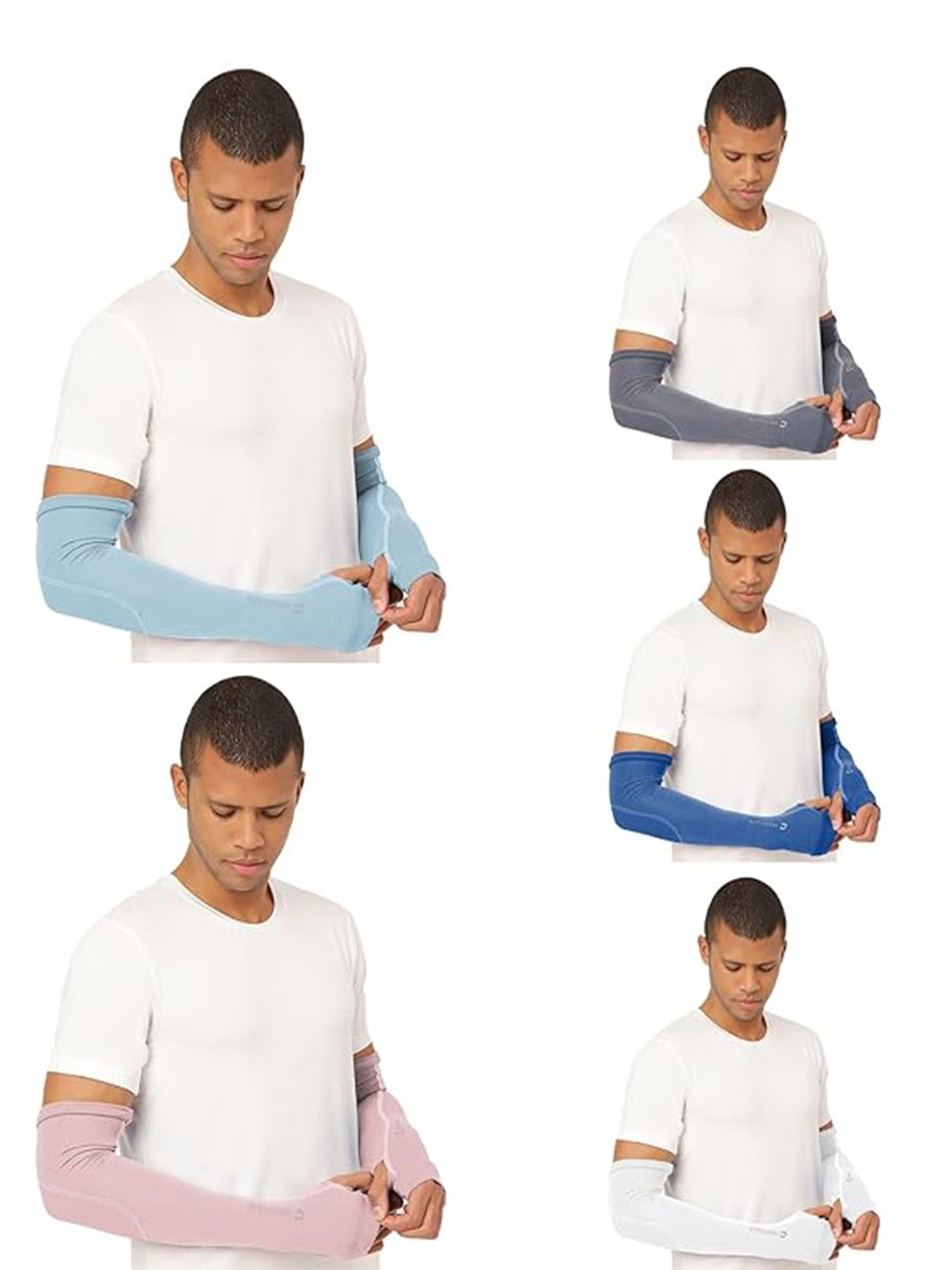 

FREECULTR Pack of 5 Bamboo Cotton Antibacterial Fingerless Gloves, Blue