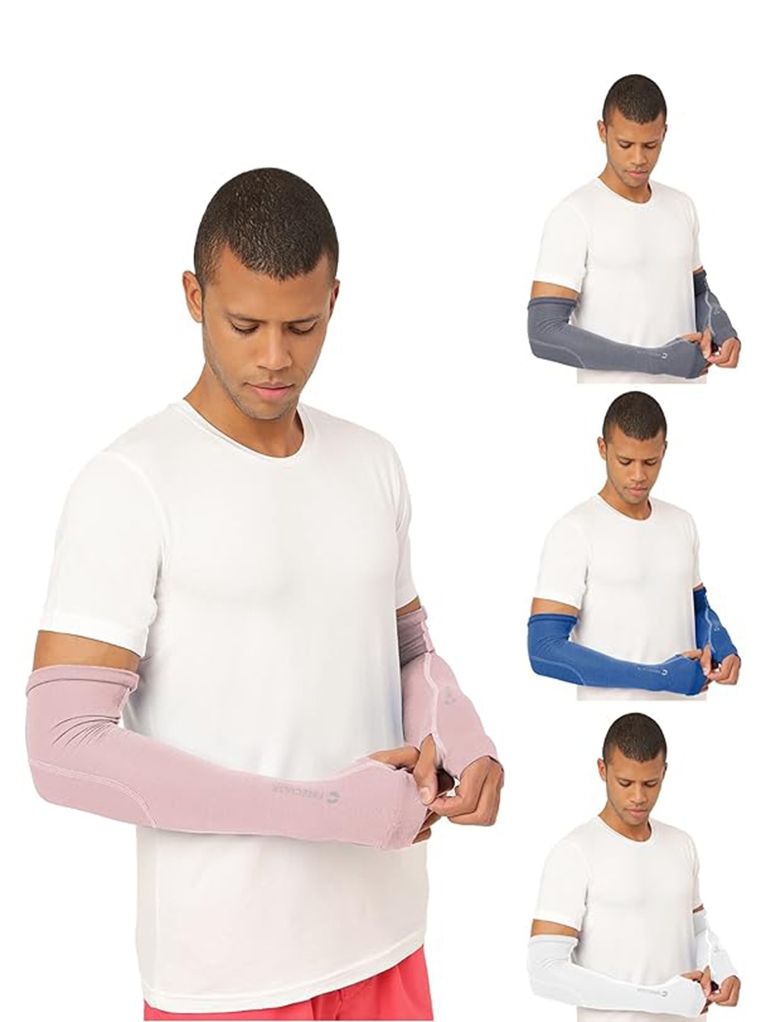 

FREECULTR Unisex Set Of 4 Breathable Bamboo Cotton Antibacterial Arm Sleeves, Peach