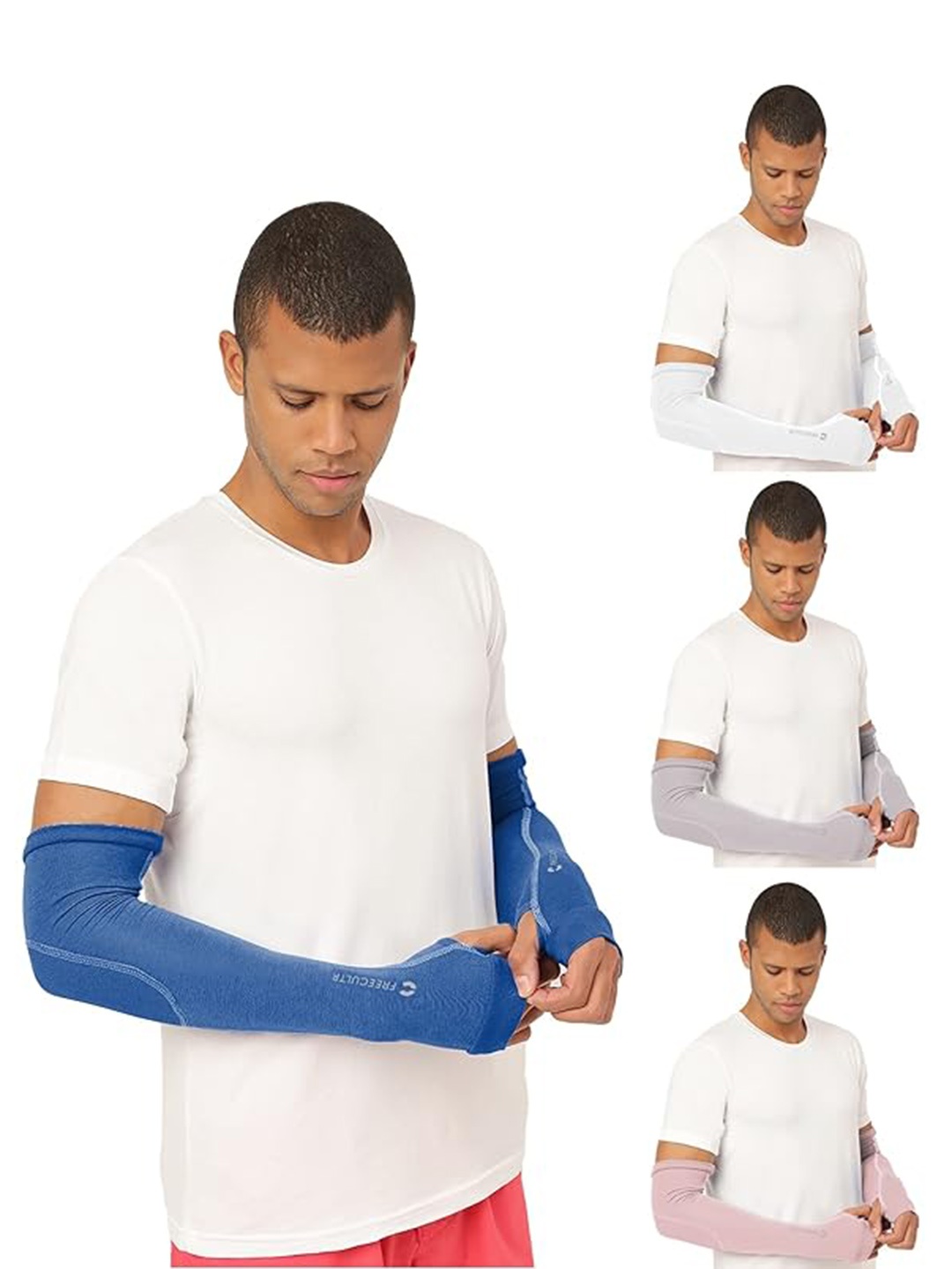 

FREECULTR Unisex Set Of 4 Breathable Bamboo Cotton Antibacterial Arm Sleeves, White