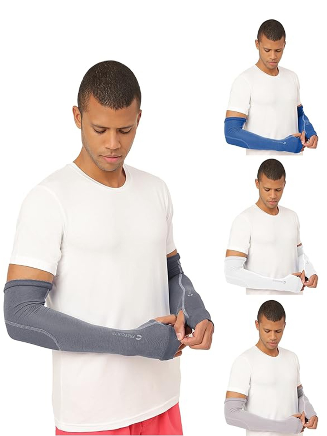 

FREECULTR Unisex Set Of 4 Breathable Bamboo Cotton Antibacterial Arm Sleeves, Charcoal