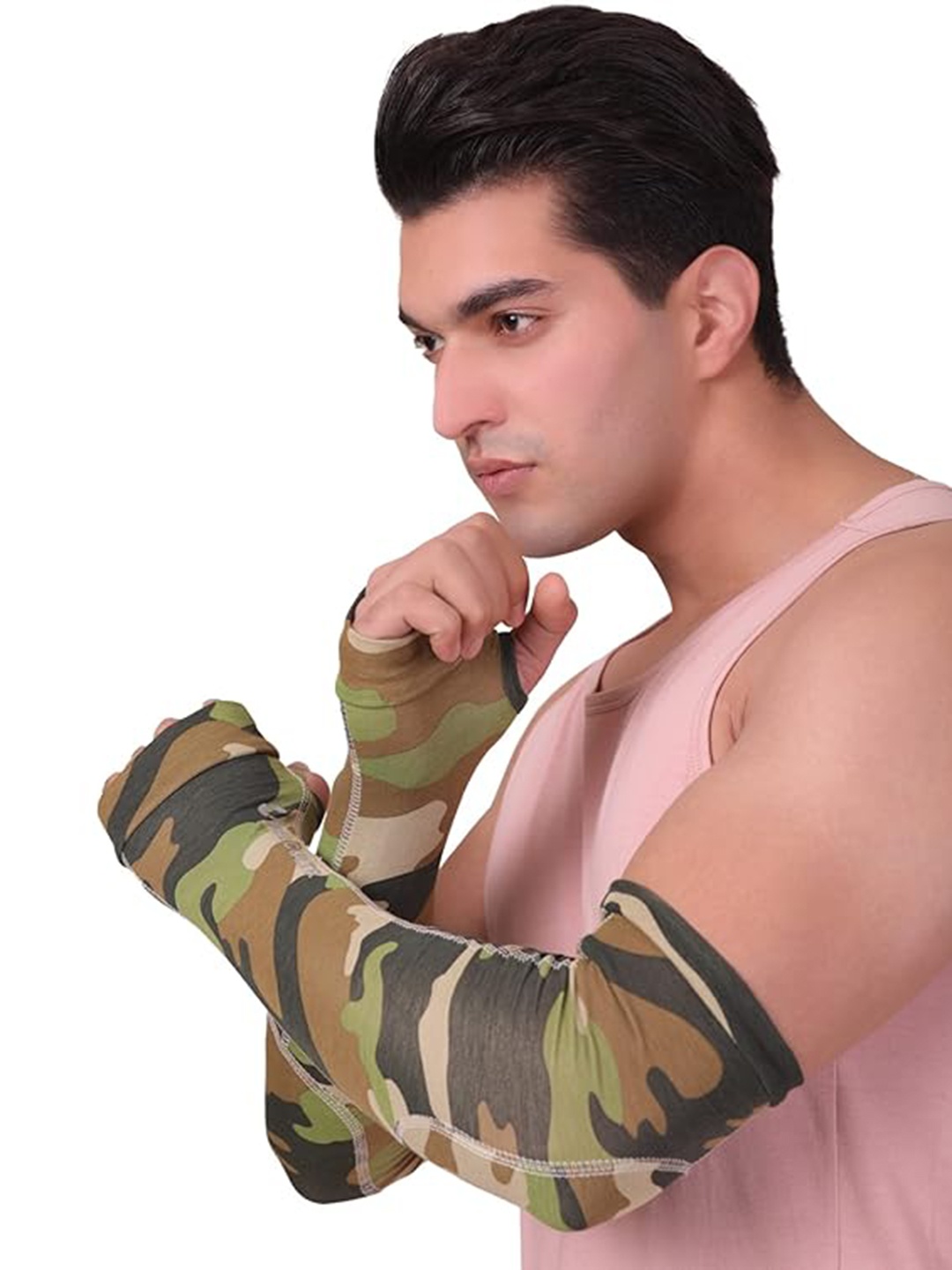 

FREECULTR Pack of 3 Bamboo Cotton Antibacterial Fingerless Gloves, Green