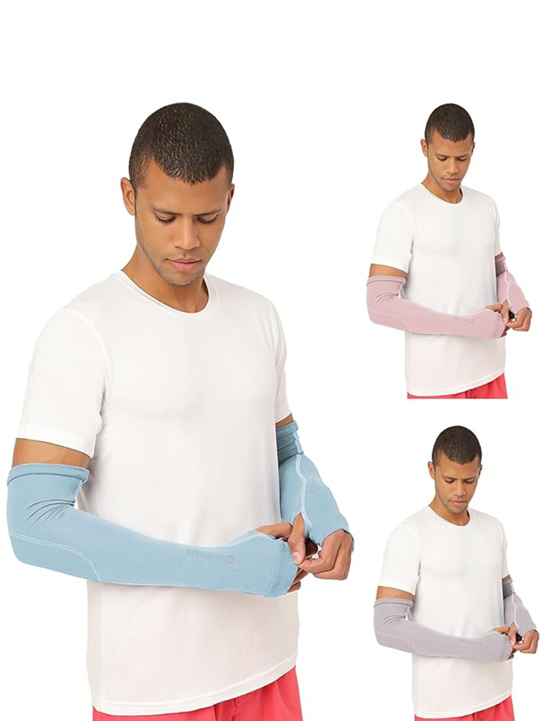 

FREECULTR Pack of 3 Bamboo Cotton Antibacterial Fingerless Gloves, Blue