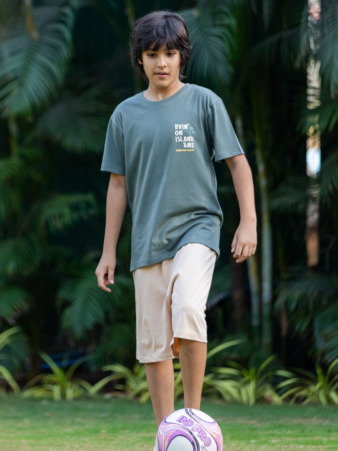 

Nap Chief Kids Printed Pure Cotton T-shirt with Shorts, Green