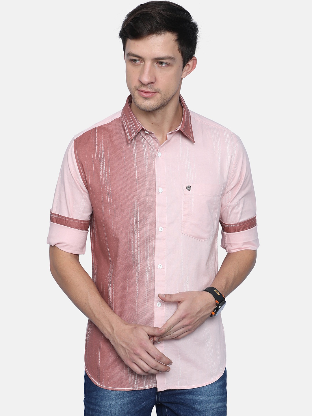 

VUDU Comfort Cotton Spread Collar Casual Shirt, Red