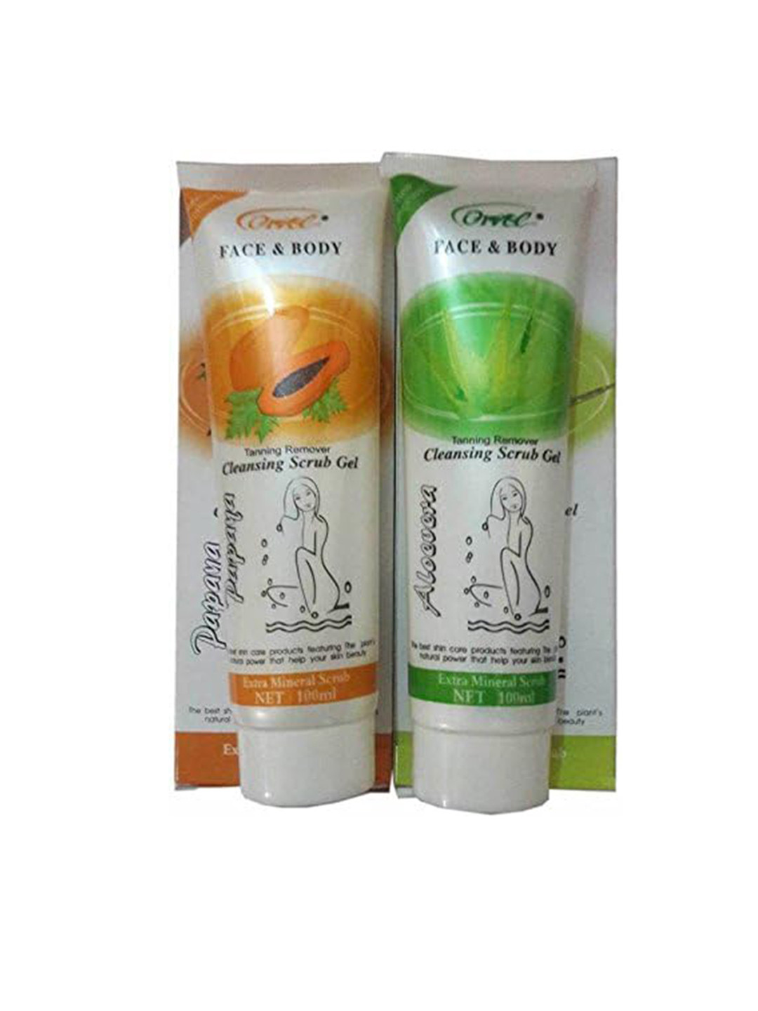 

Glamyou Set Of 2 Papaya & Aloevera Cleansing Scrub Gels - 100ml Each, Green