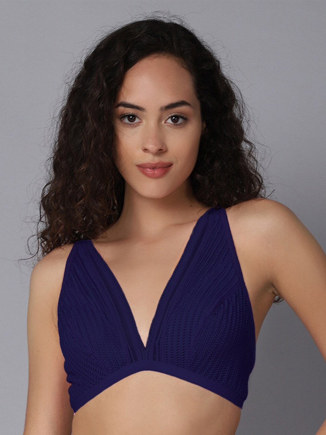 

EROTISSCH Full Coverage Non Padded Bralette Bra With All Day Comfort, Blue