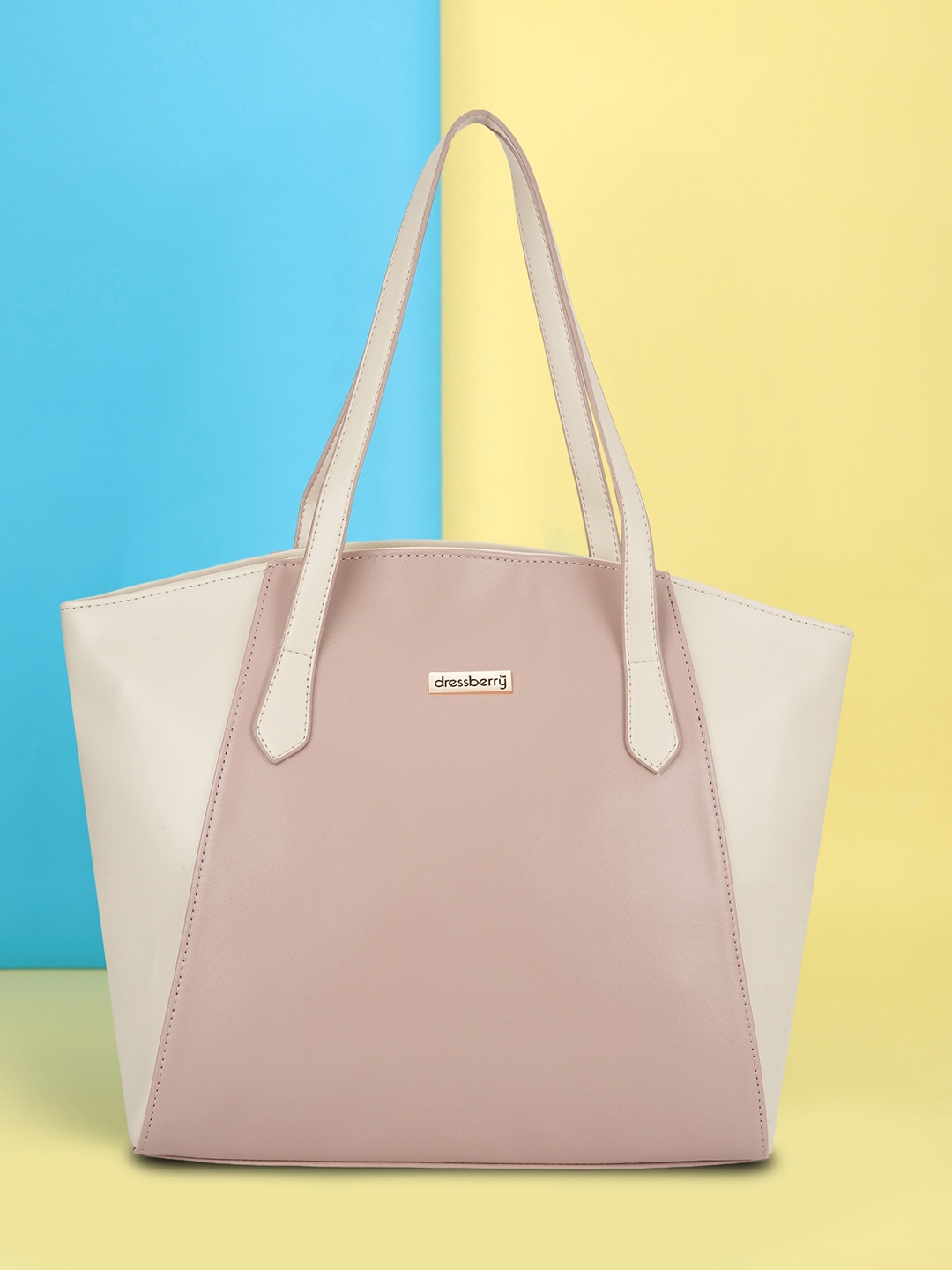 

DressBerry Pink Whit Colourblocked Oversized Shopper Shoulder Bag