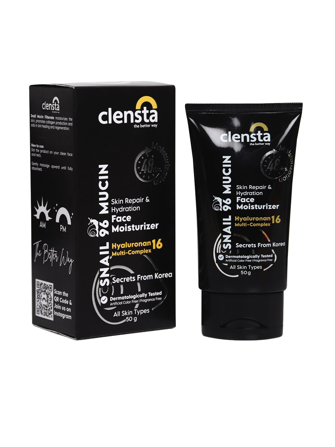 

Clensta Snail 96 Mucin Skin Repair Gentle Face Moisturizer & Face Wash-50g + 100gm, Black