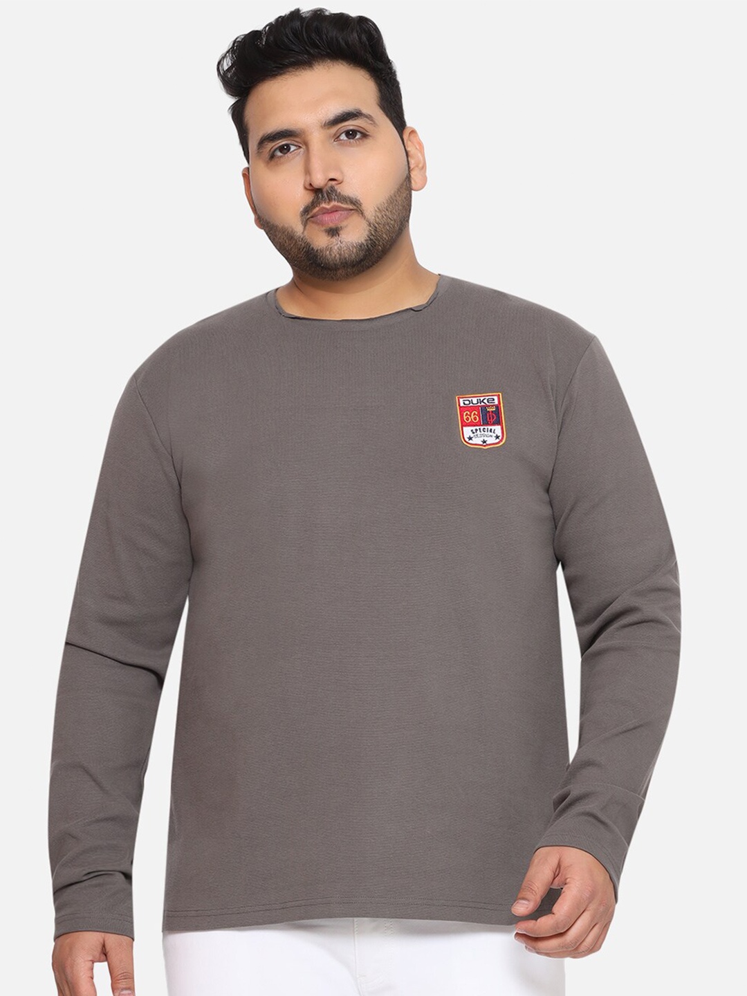 

Santonio Plus Size Pure Cotton T-shirt, Grey