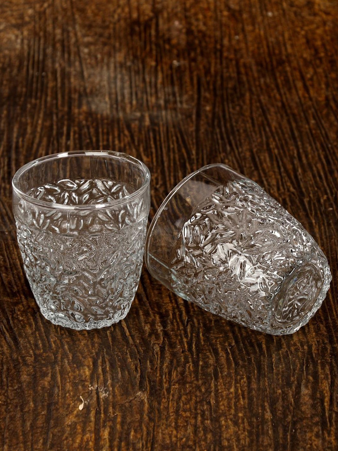

1ST TIME Transparent 3Pcs Textured Dishwasher Safe Water Glasses 200ml Each