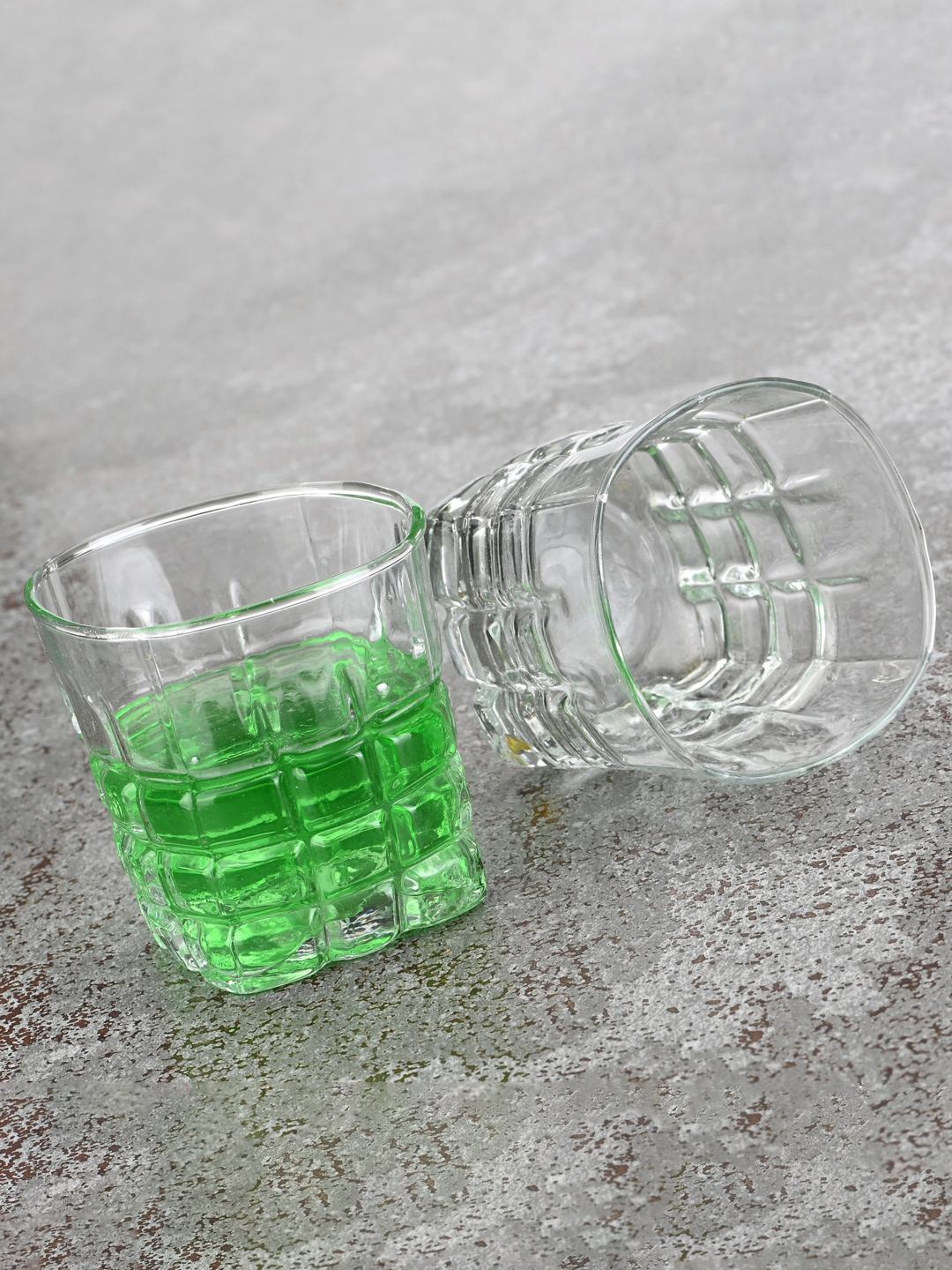 

1ST TIME Transparent 3Pcs Textured Glass Dishwasher Safe Water Glasses 200ml Each