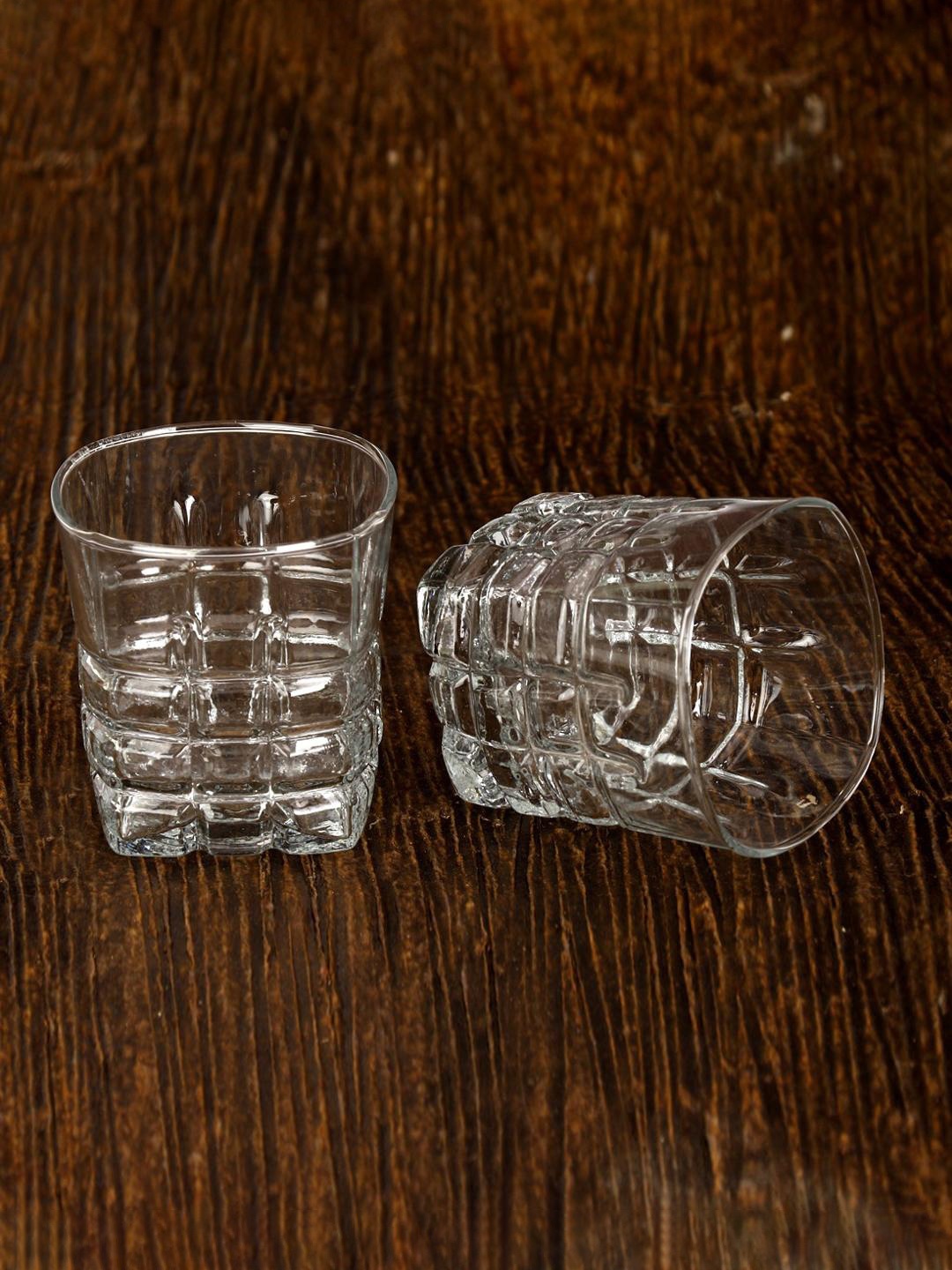 

1ST TIME Transparent 6Pcs Textured Glass Dishwasher Safe Water Glasses 200ml Each