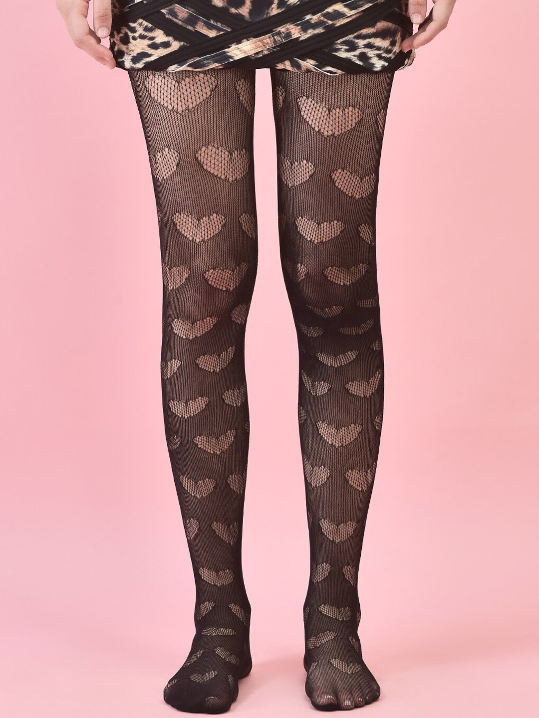 

Brauch Self Design Sheer Fishnet Pantyhose Stockings, Black