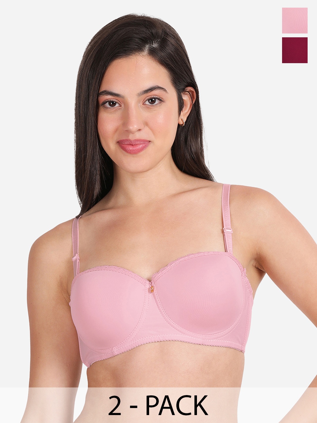 

Susie Pack of 2 Medium Coverage Underwired Lightly Padded Bras With All Day Comfort, Maroon