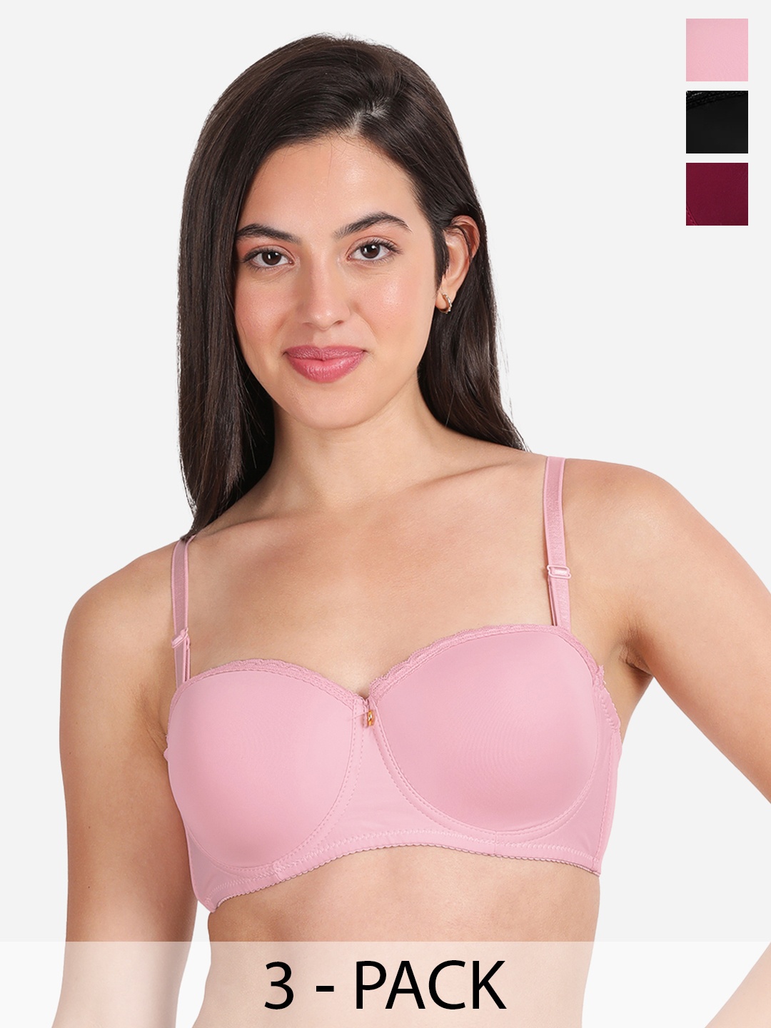 

Susie Pack Of 3 Balconette Bra Medium Coverage Underwired Lightly Padded, Pink