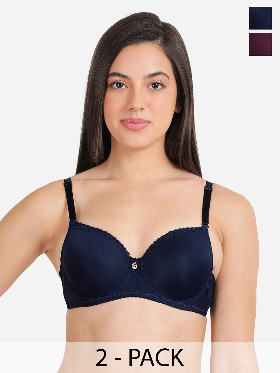 

Susie Pack Of 2 T-shirt Bra Medium Coverage Underwired Lightly Padded, Purple